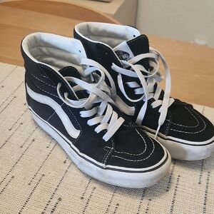 Vans Black and White Sk8 Hi Platform Sneakers